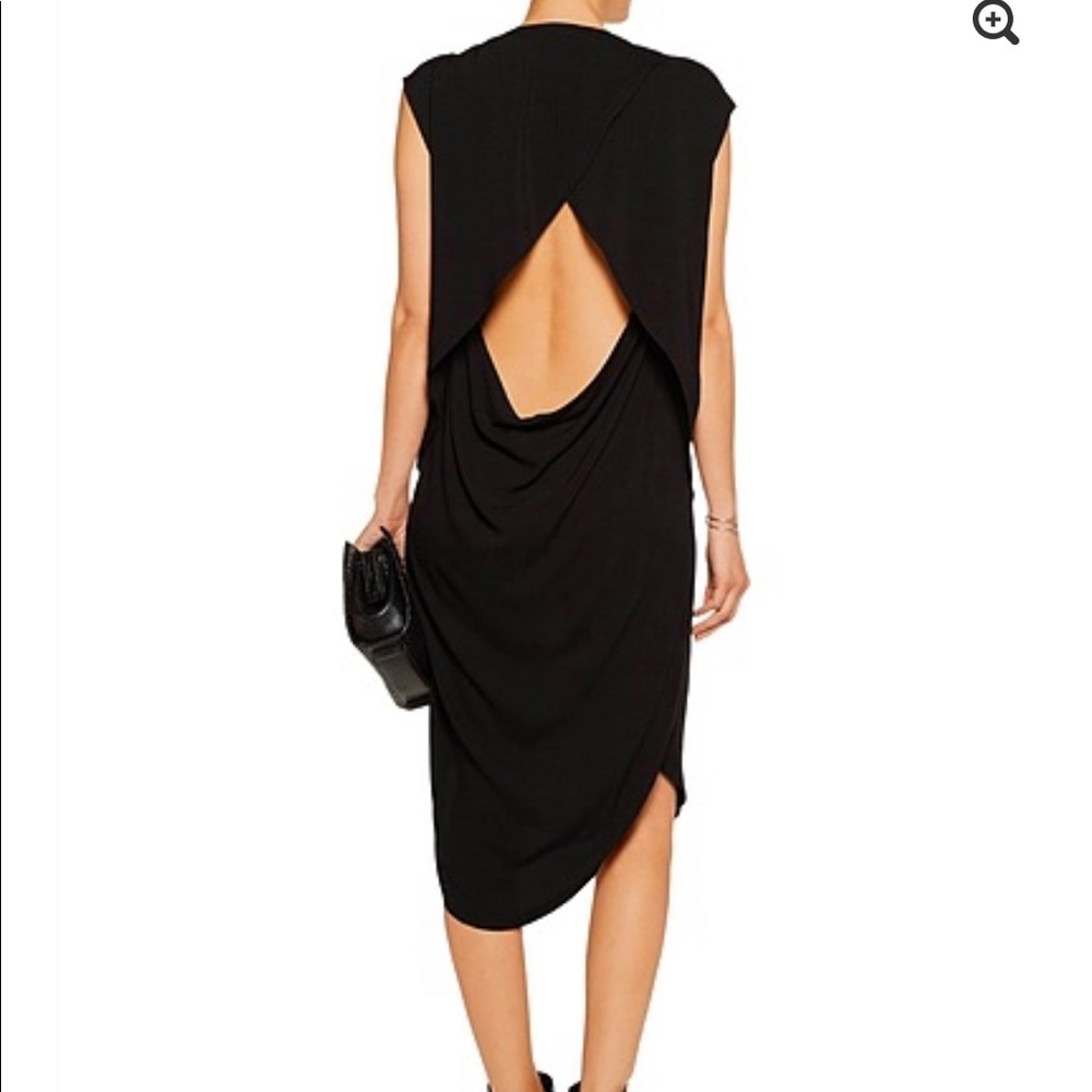 OAK NYC Open Back Layered Poly Crepe Dress Black - Picture 4 of 10